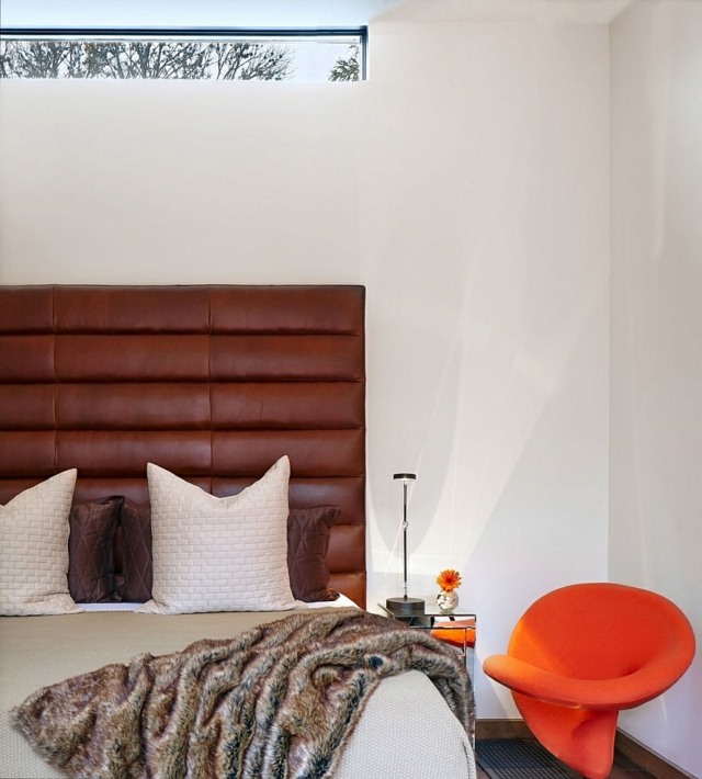 detail salle coucher lit shaise orange