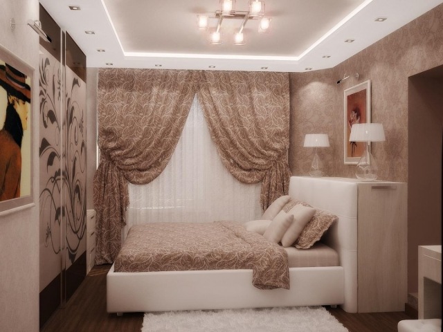 doubles-rideaux-chambre-coucher-fins-blancs-épais-beige-élégants doubles rideaux