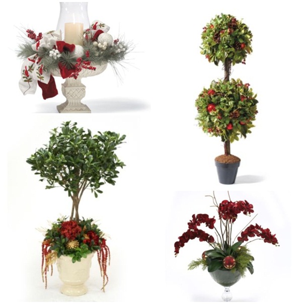 déco-Noël-maison-arbustes-ornement-orchidée-rouge déco de Noël maison