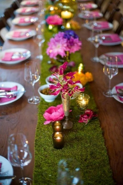 déco de table originale set herbe et fleurs