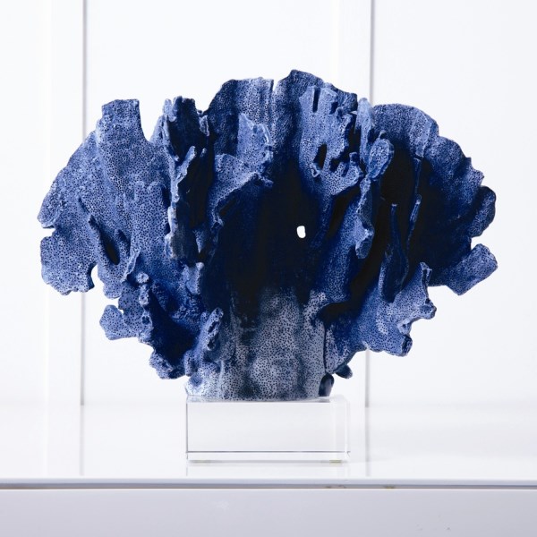 déco extérieur sculpture corail bleue platre