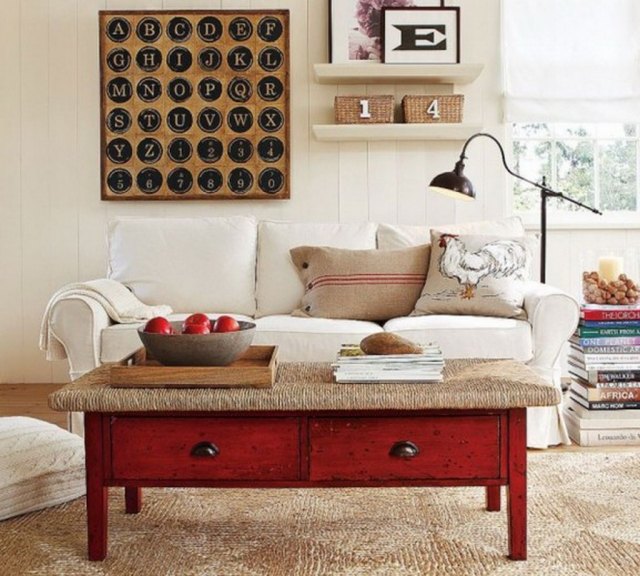 déco-salon-couleur-rouge-idée-originale-table-basse-rectangulaire