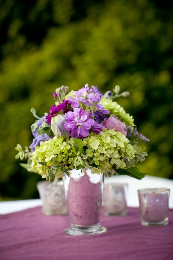 déco table hortensia violet lilas centre