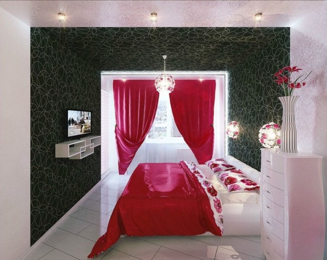 décoration-chambre-couleur-rouge-idée-originale-couverture-rideau