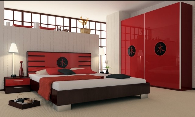 décoration-chambre-couleur-rouge-idée-originale-noire