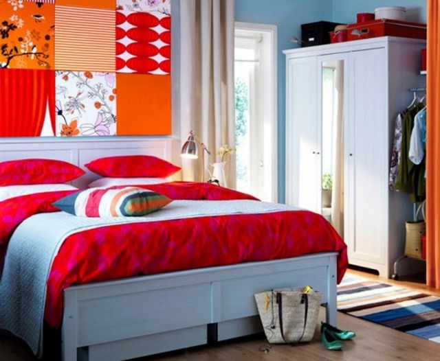 décoration-chambre-couleur-rouge-idée-originale-orange