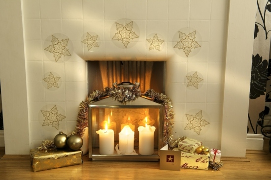 décoration de Noël idée-originale-manteau-cheminée