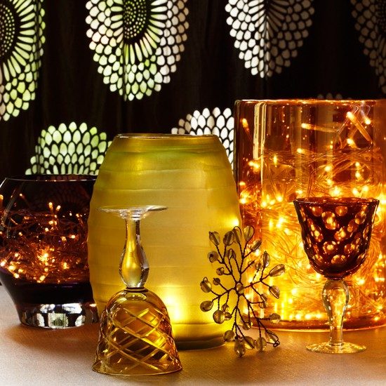 décoration de Noël intérieur-lumières-table-verre