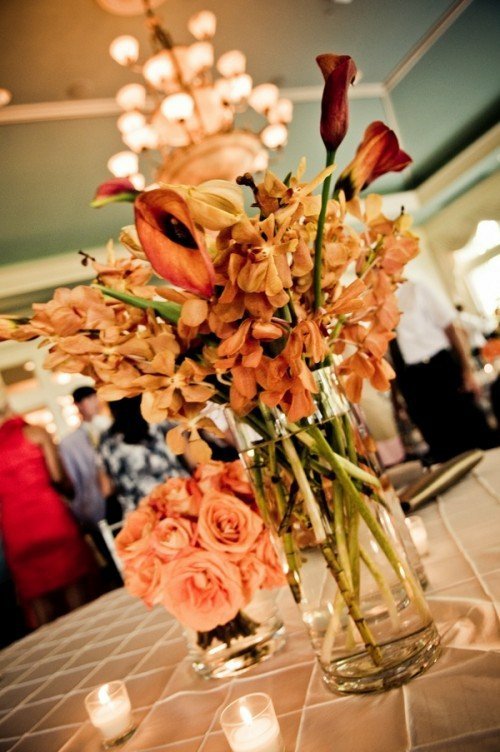 décoration mariage beau bouquet fleurs rose saumon