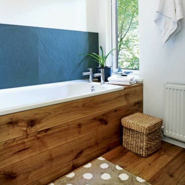 décoration salle bain baignoire bois