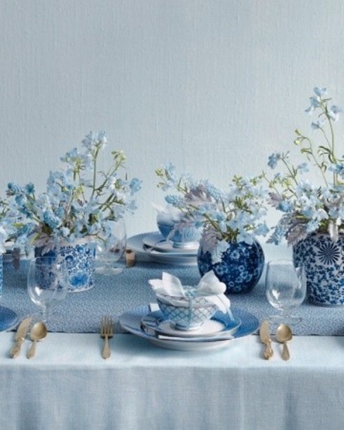 décoration table mariage hiver porcelaine couleurs froides