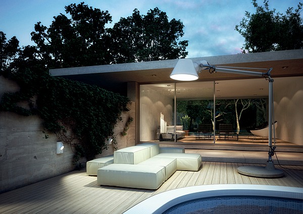éclairage jardin maison moderne design
