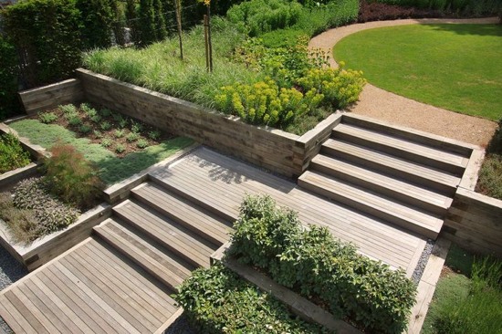 escaliers bois jardin