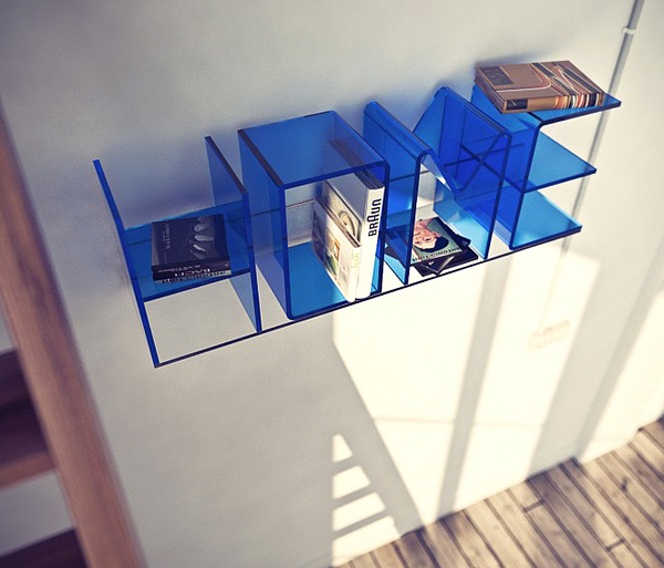 étagère modulable plastique bleu