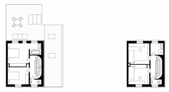Extension maison plan des deux niveaux supérieurs étages deux trois 