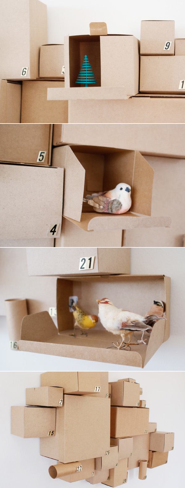fabriquer-calendrier-Avent-petites-boîtes-carton-oiseaux-décoratifs