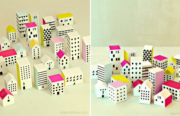 fabriquer-calendrier-Avent-petites-boîtes-maisons-décoratives-couleurs