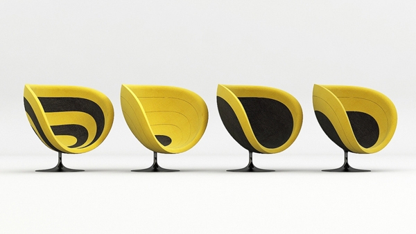 fauteuil design contemporain noir jaune