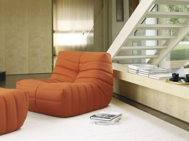 fauteuil orange meuble salon confort