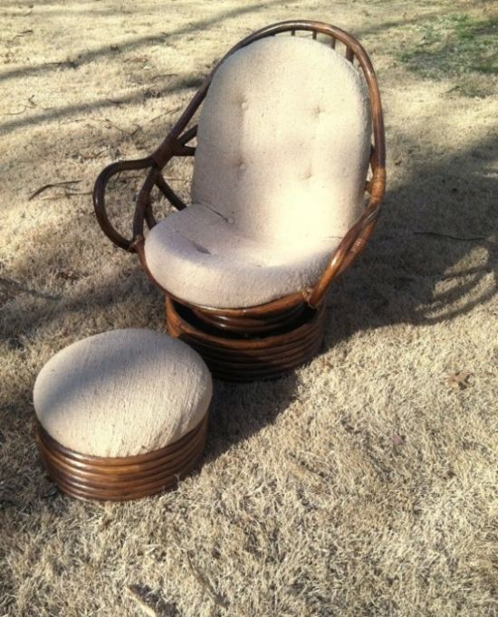 fauteuil rotin ottomane repose pied assortis idéal plage