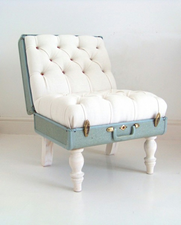 fauteuil vintage valise imitation blanc