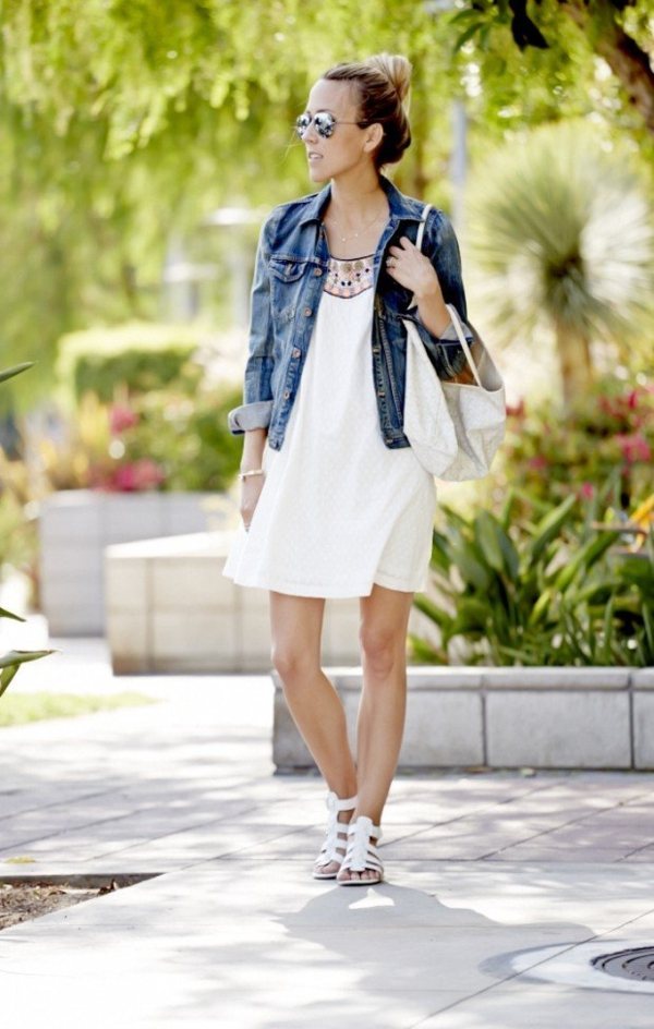 femme mode robe sandale blanc denim