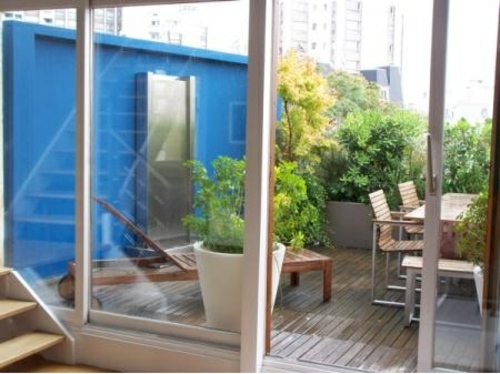 plan eau balcon appartement paris xeme arrondissement plantes bleu jaune-porte-fenetre-interieur