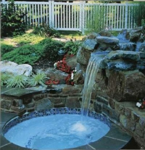 fontaine jardin circulaire bassin cascade chute