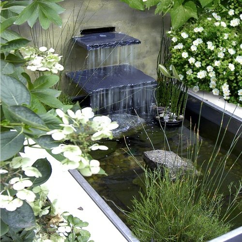 fontaine jardin piece eau rectangle etang plaque