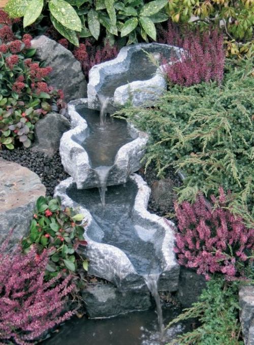 fontaine jardin pierre vasque eau cascade