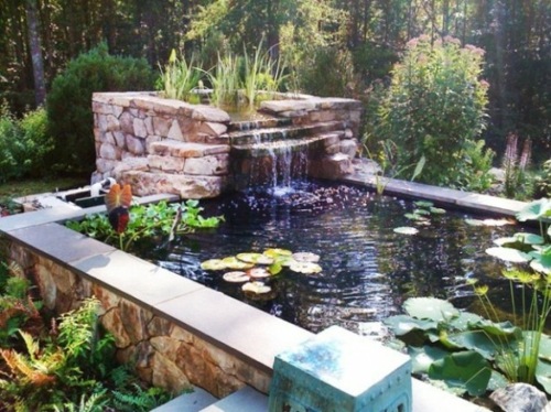 fontaine jardin piscine cascade rectangle plan eau