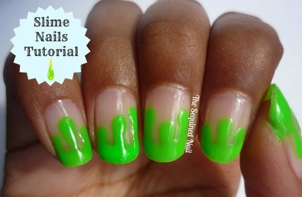 french manicure vert flashy