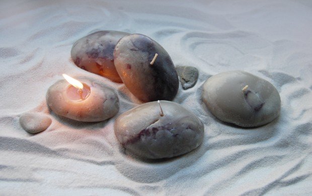 galets faits à la main forment mini bougies irrégulières