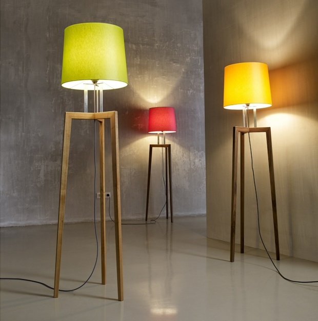 grace lampadaire style contemporain trépied bois