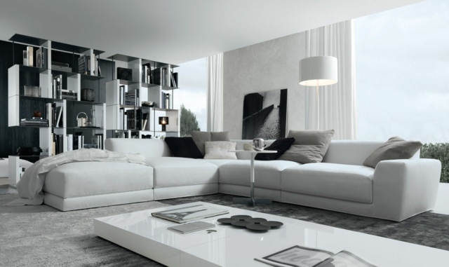 grand divan canape dangle blanc interieur noir gris moderne