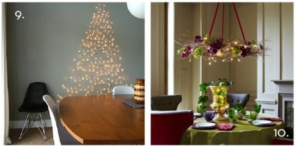 guirlandes-lumineuses-Noël-forme-sapin-fixées-mur-arrangement guirlandes lumineuses de Noël
