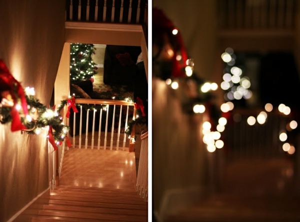 guirlandes-lumineuses-Noël-rampe-escalier-rubans-guirlandes guirlandes lumineuses de Noël