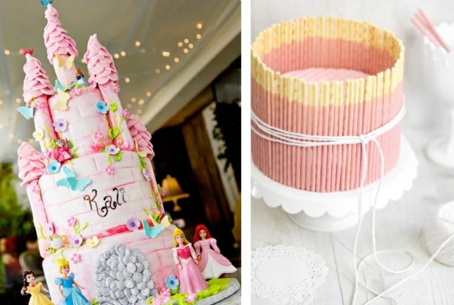 gâteau d'anniversaire chateau rose fille enfant