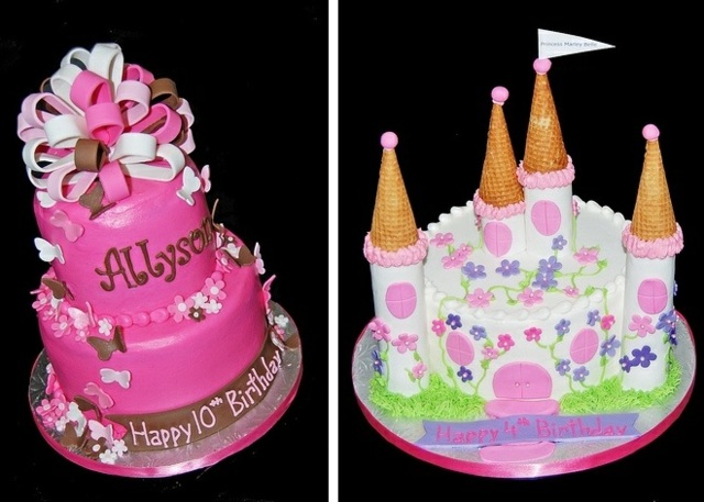 gâteau d'anniversaire noeud chateau tourelle cone glace