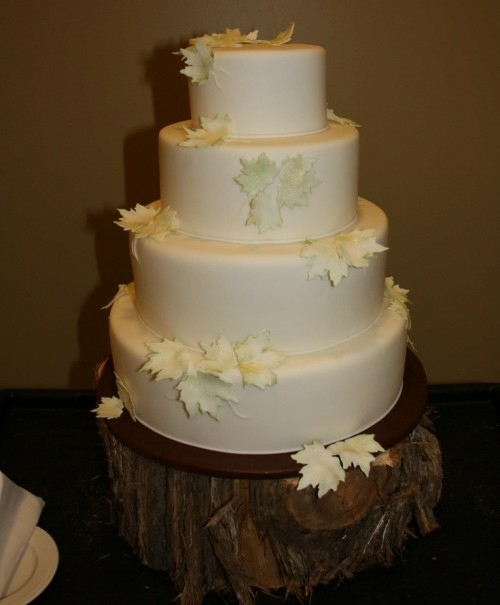 gâteau rond feuilles creme elegante decoration
