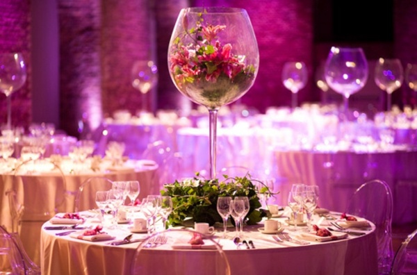 idee centre table fleurs mariage original