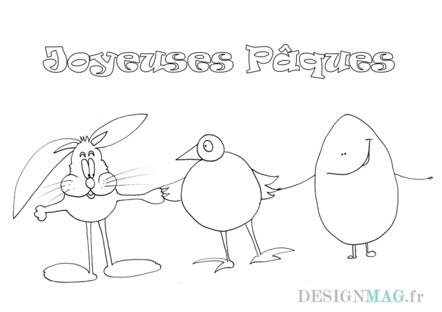 idee coloriage de paques oeuf lapin poulet