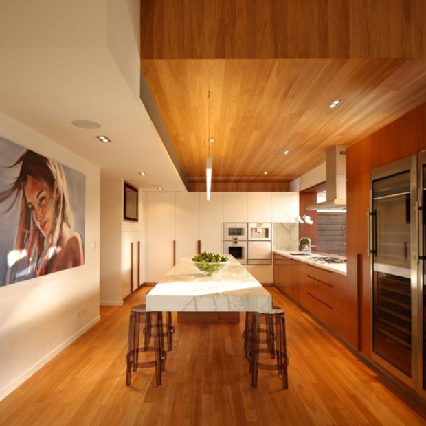 idee deco cuisine plafond bois