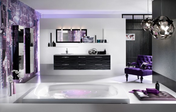 idee salle de bains contemporaine noir blanc