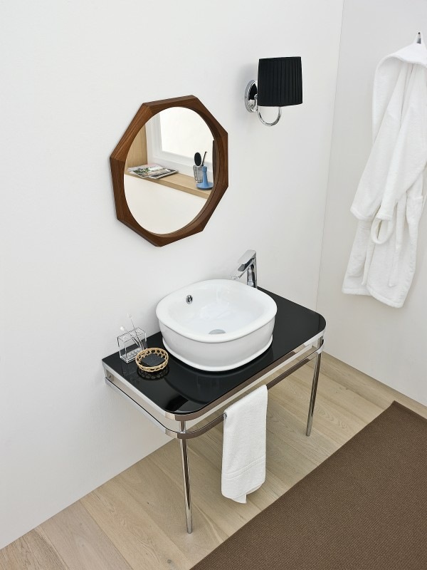 idee lavabo moderne salle bain noir blanc