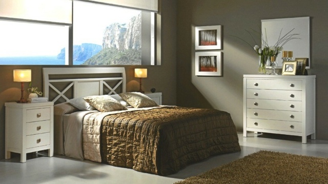 idées-déco-chambre-coucher-couleurs-naturelles-mobilier-ensemble-blanc-tapis-linge-lit-couleur-beige-foncé