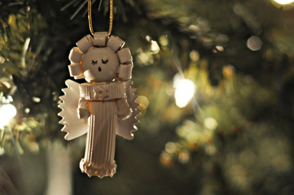 idées de décoration de Noël anges-bricolage-pâtes