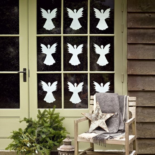 idées de décoration de Noël anges-papier-fenêtre