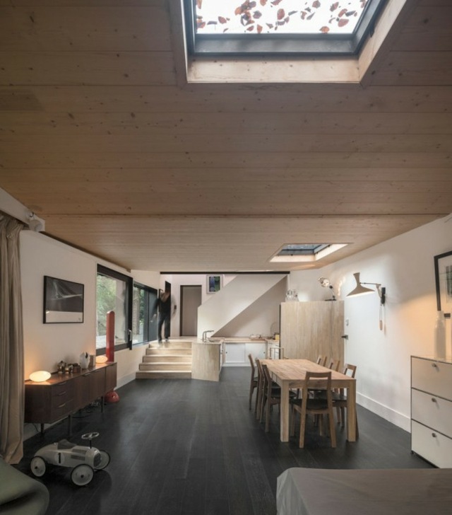 intérieur maison extension bois