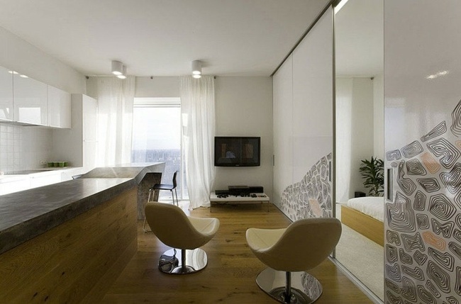 intérieur studio minimaliste revetement bois